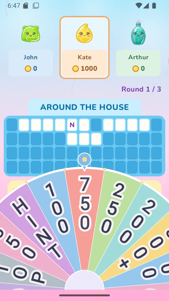Colorful wheel with point values