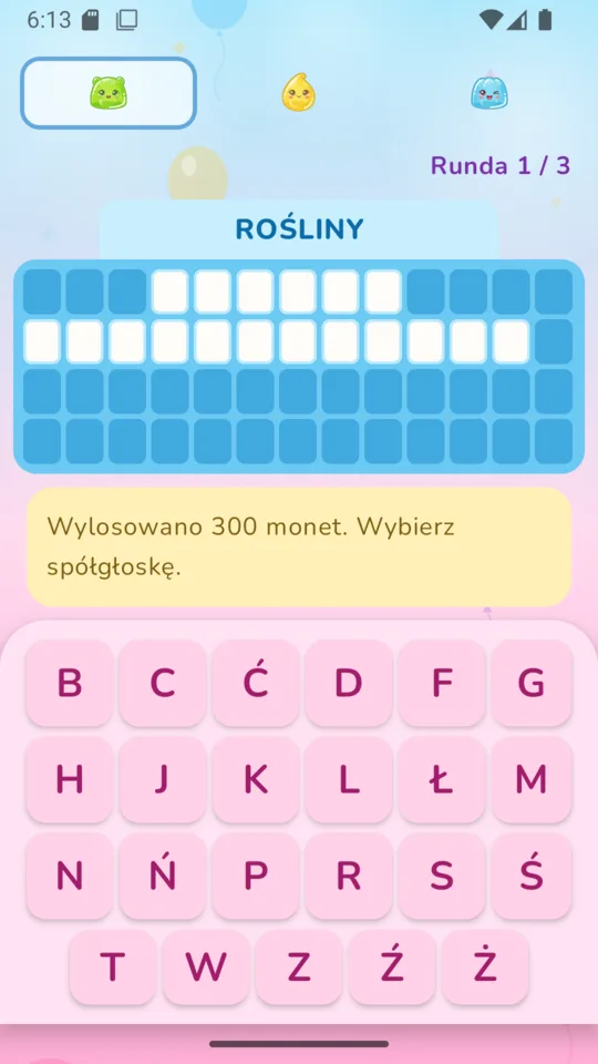 Wybór spółgłoski po zakręceniu kołem